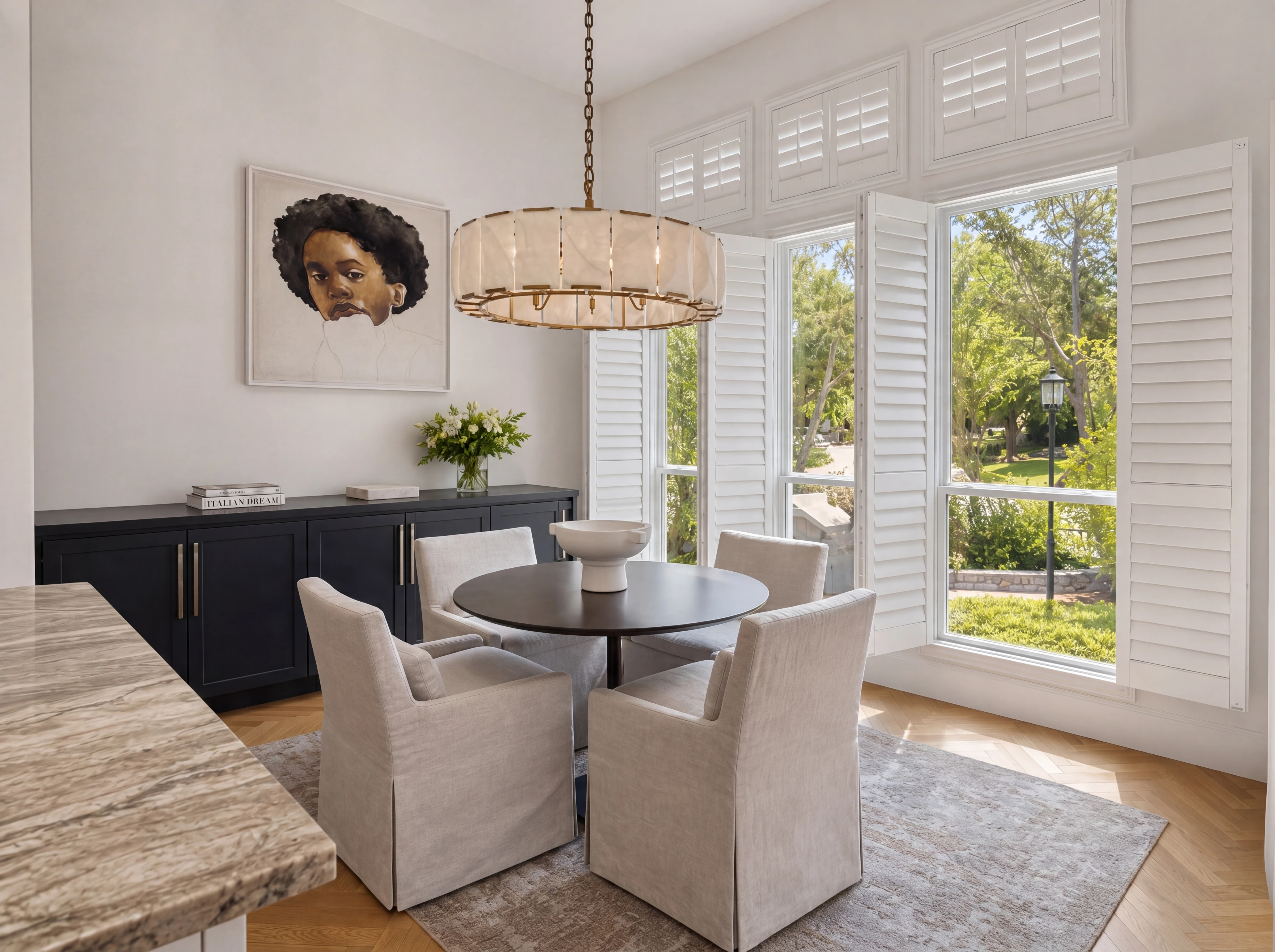 Formal dining room with built-ins